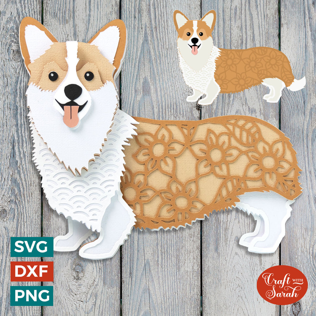 Corgi Dog SVG | Layered Pembroke Welsh Corgi Cutting File
