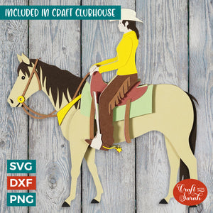 Cowgirl SVG | 3D Layered Horse & Cowgirl SVG