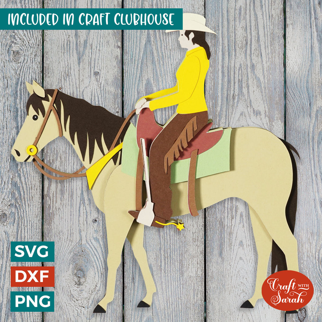 Cowgirl SVG | 3D Layered Horse & Cowgirl SVG