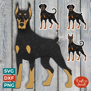 Doberman Dog SVG | Layered Doberman Cutting File