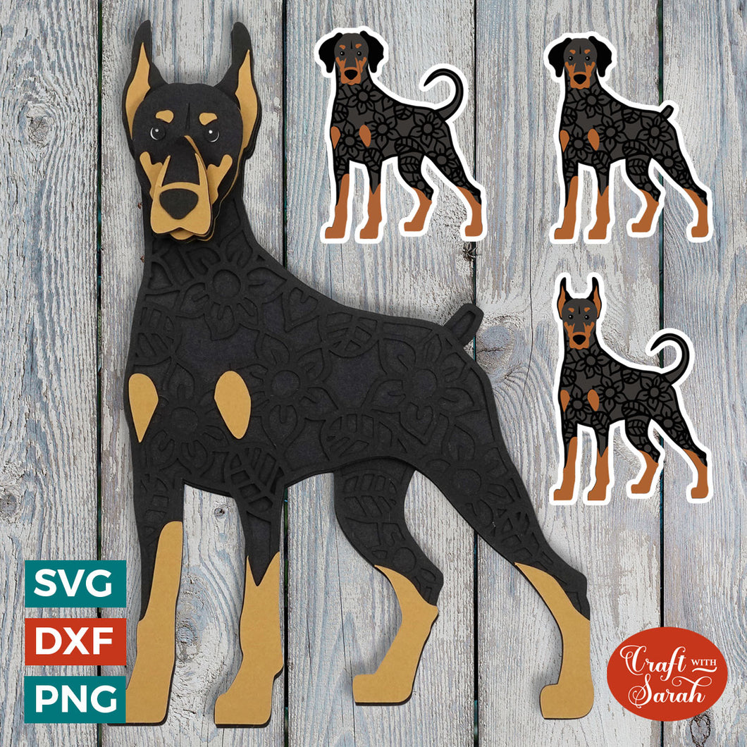 Doberman Dog SVG | Layered Doberman Cutting File
