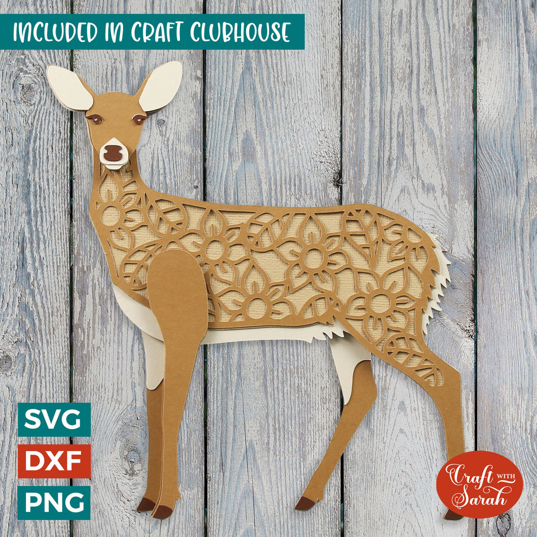 Doe SVG | Layered Woodland Deer Cutting File