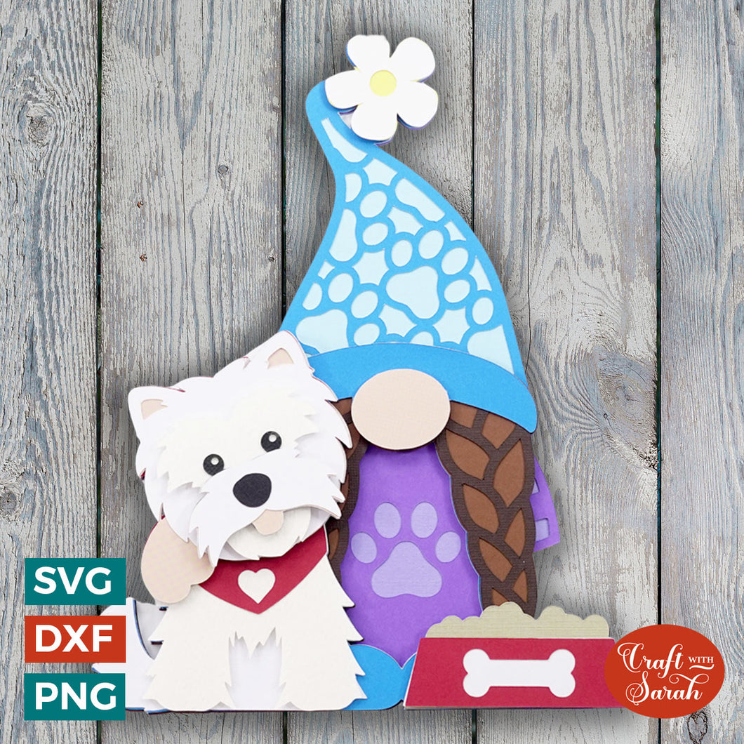Dog Lover Gnome SVG | Layered Female Dog Gnome SVG