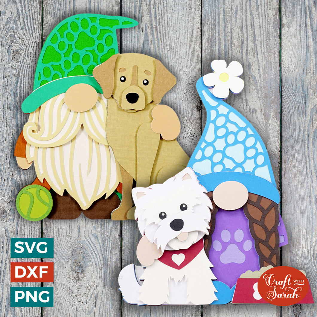 Dog Lover Gnomes Pair SVG | Layered Dog Lover Gnomes SVG