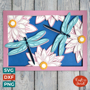 Dragonflies & Water Lily Greetings Card Cutting File