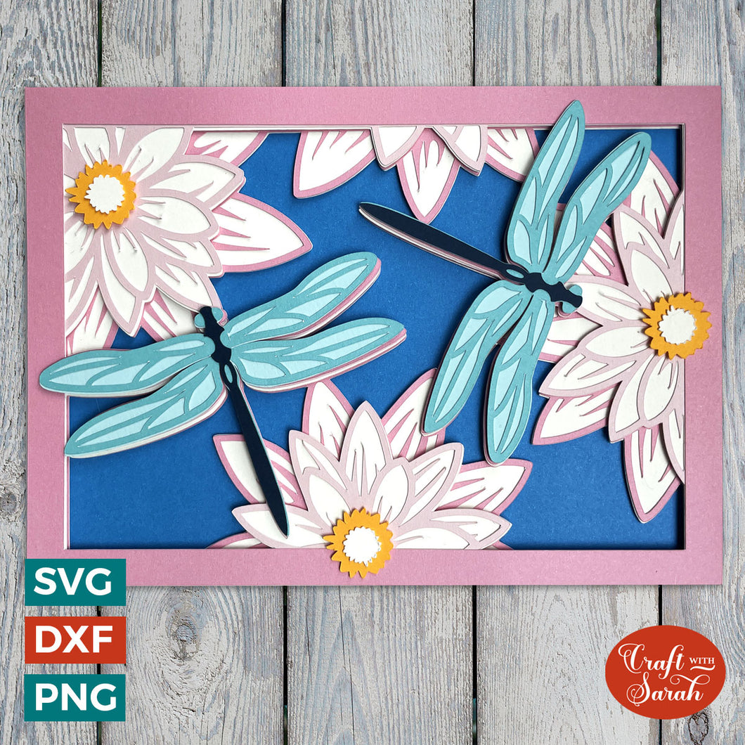 Dragonflies & Water Lily Greetings Card Cutting File
