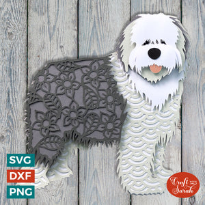 Old English Sheepdog SVG | Layered Old English Sheepdog Cutting File