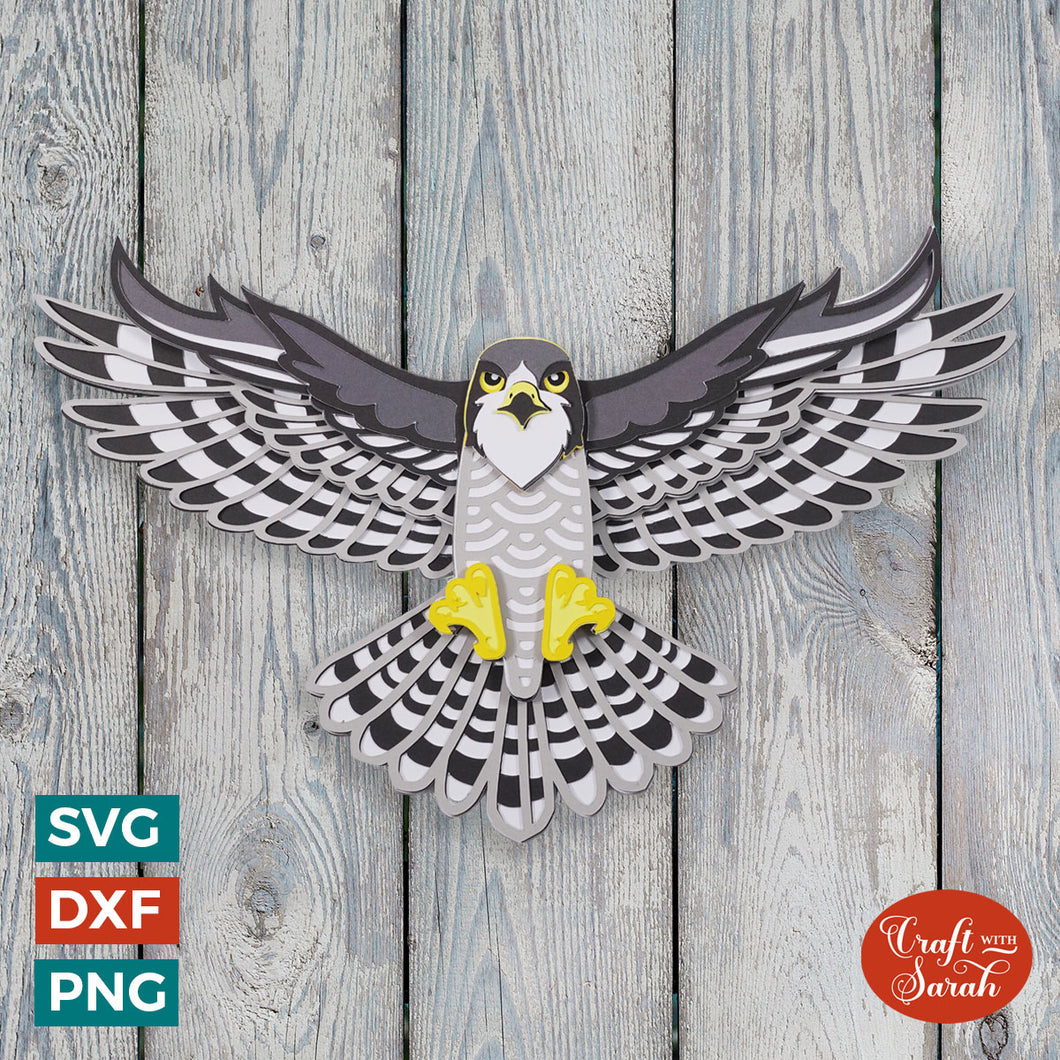 Falcon In Flight SVG | Layered Falcon Cutting File