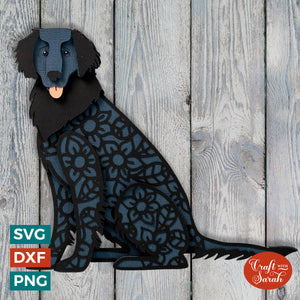 Flat-Coated Retriever SVG | Layered Flat Coated Retriever Cutting File