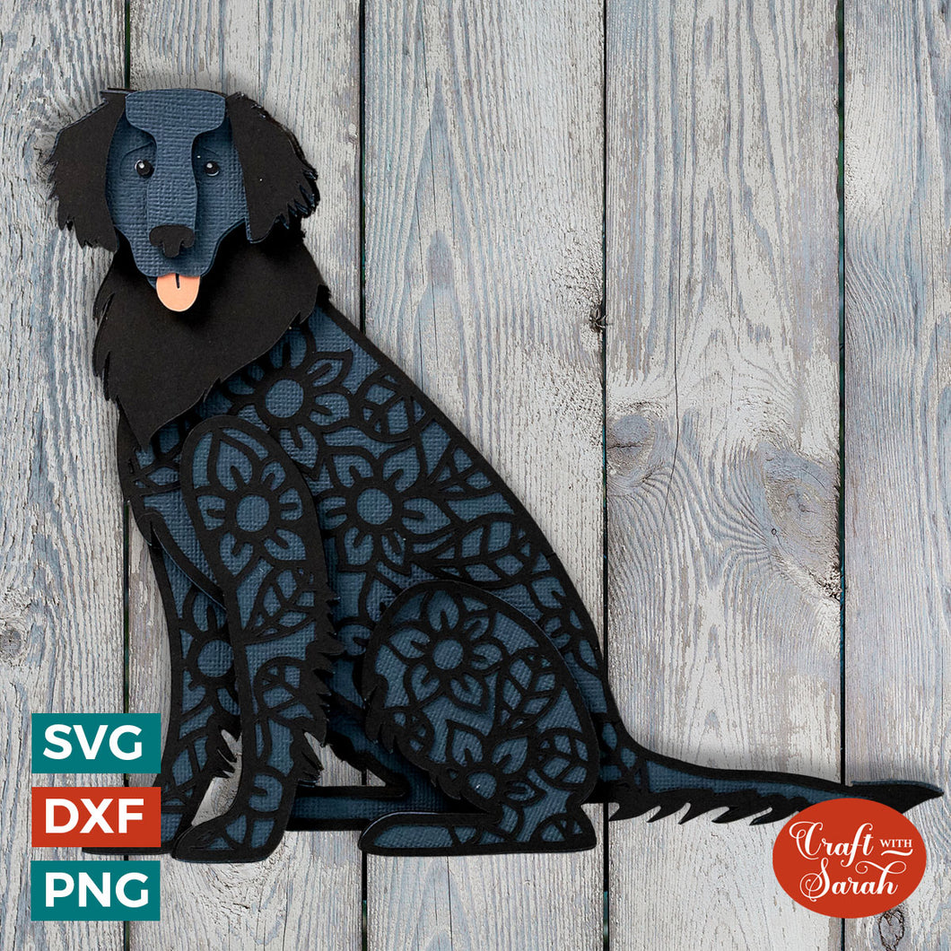 Flat-Coated Retriever SVG | Layered Flat Coated Retriever Cutting File