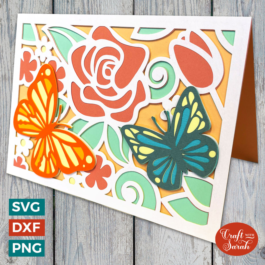 Butterflies & Flowers Greetings Card Cutting File