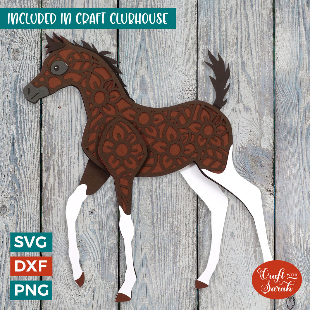 Foal SVG | 3D Layered Baby Horse Cutting File
