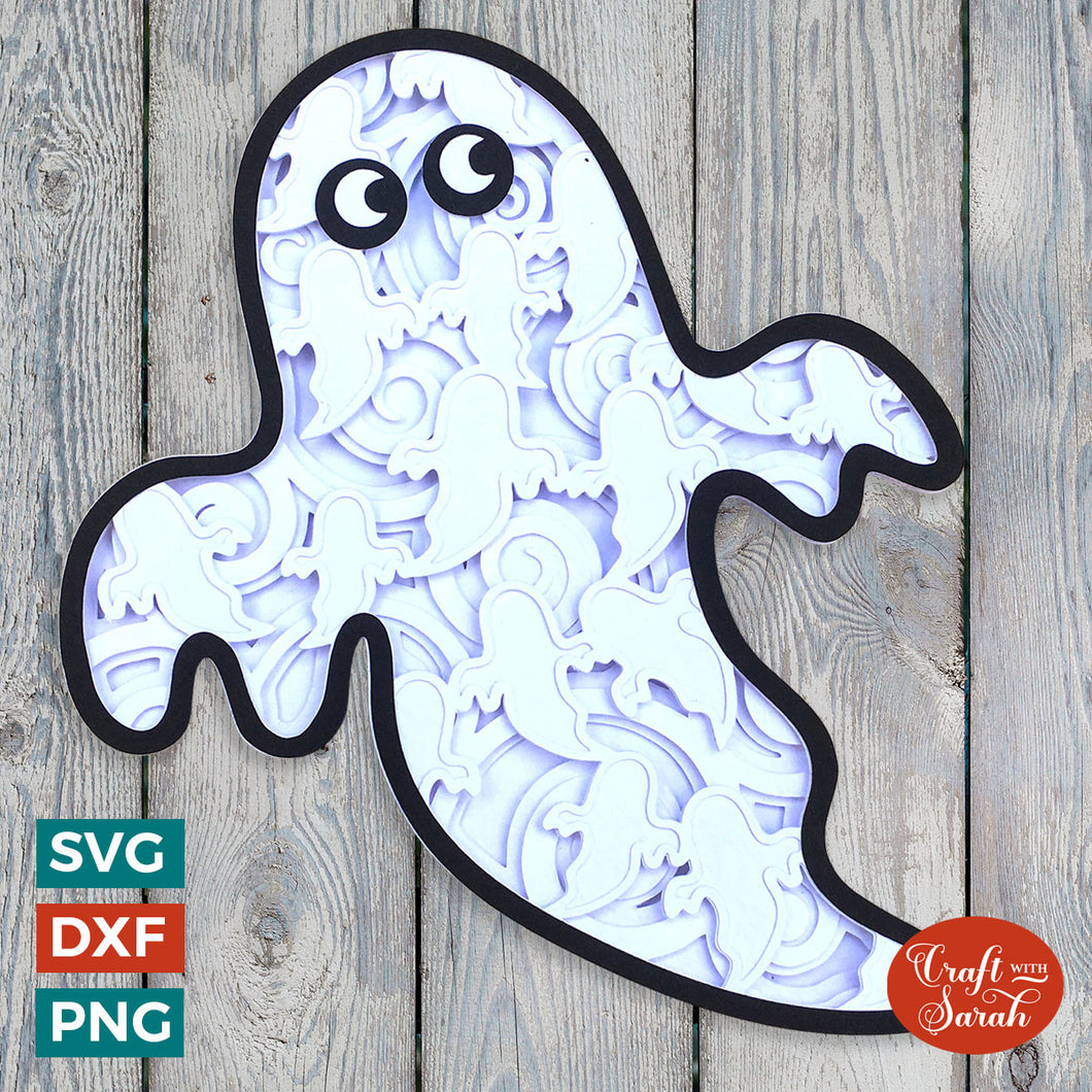 Halloween Ghost Layered SVG | Mandala Ghost Cutting File