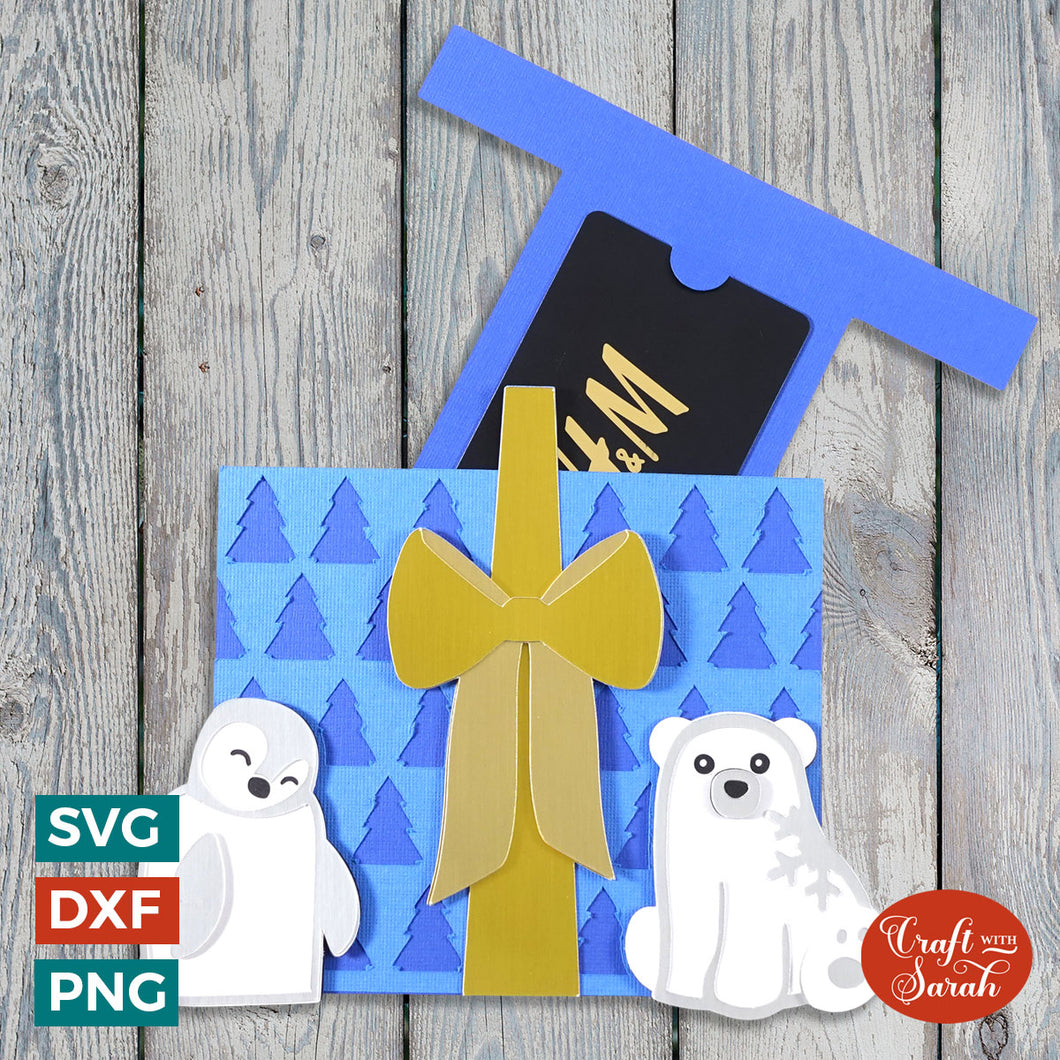 Winter Animals Gift Card Holder SVG | Christmas Gift Card Holder