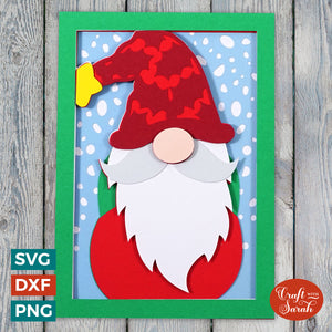 Winter Gnome Greetings Card Cut File