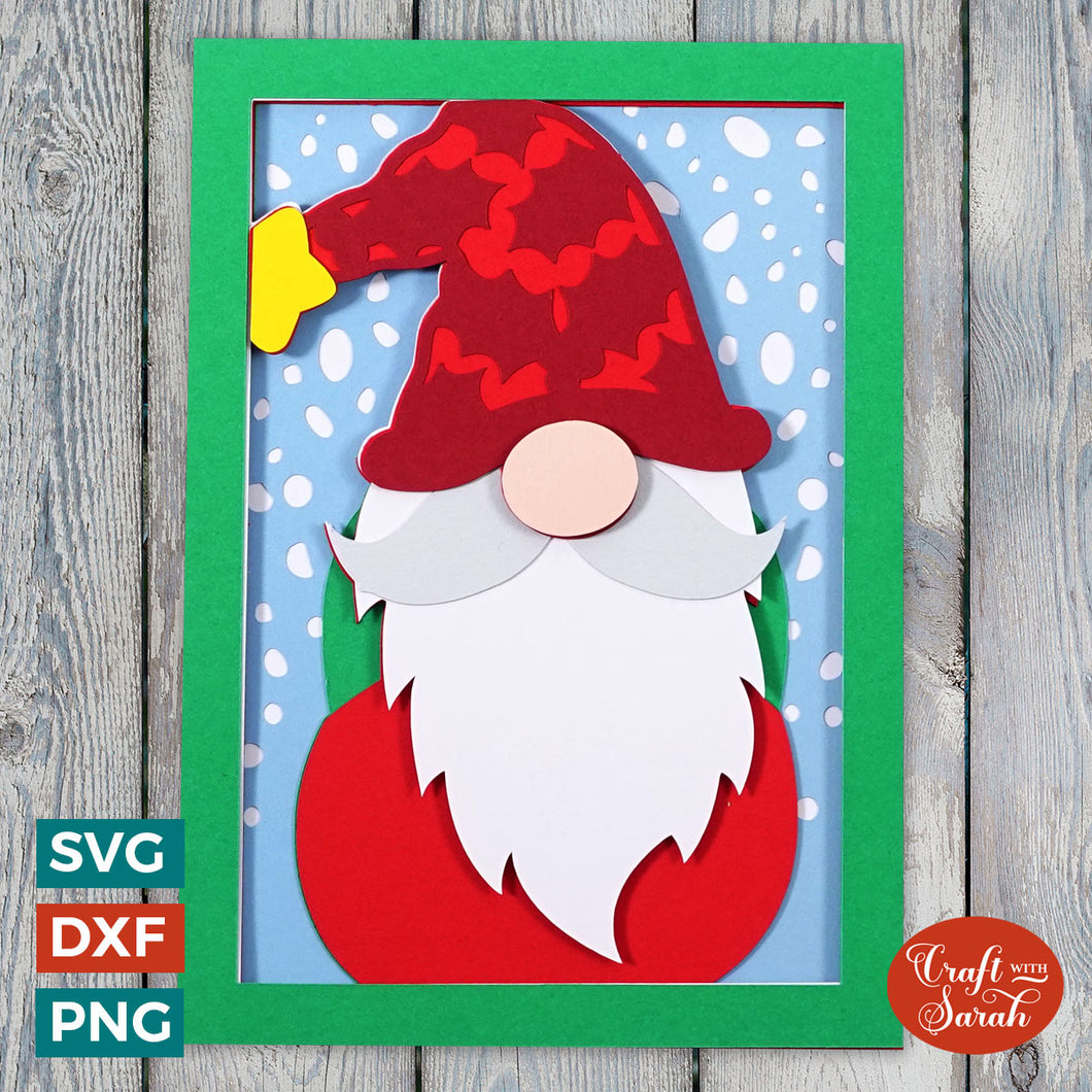 Winter Gnome Greetings Card Cut File