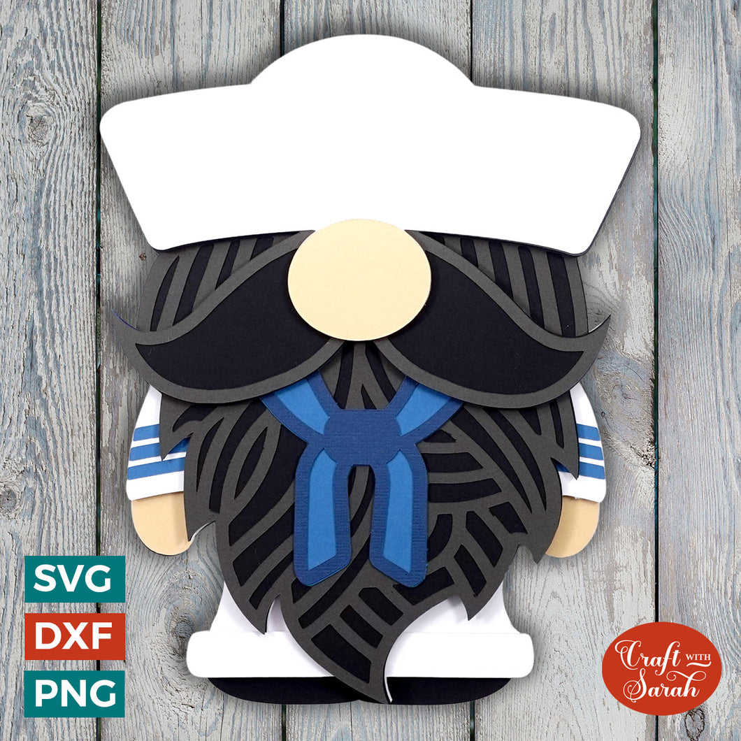 Navy Sailor Gnome SVG | Male Navy Sailor Gnome Cut File