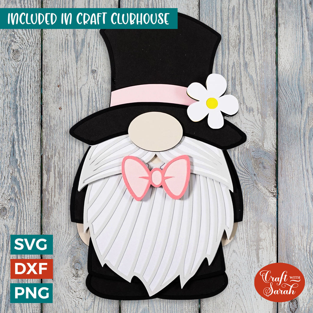 Wedding Gnome SVG | Layered Male Groom Gnome Cut File