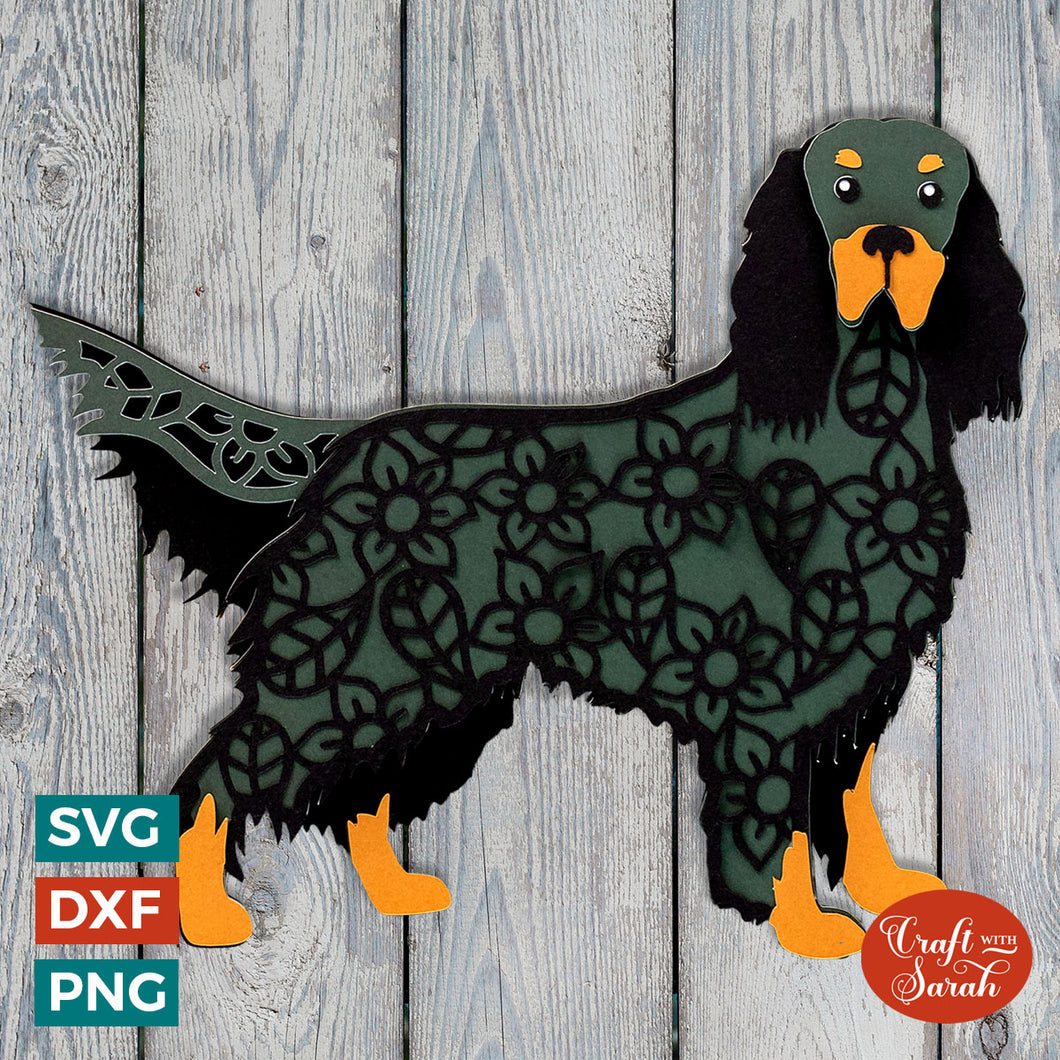 Gordon Setter SVG | Layered Black & Tan Setter Cutting File