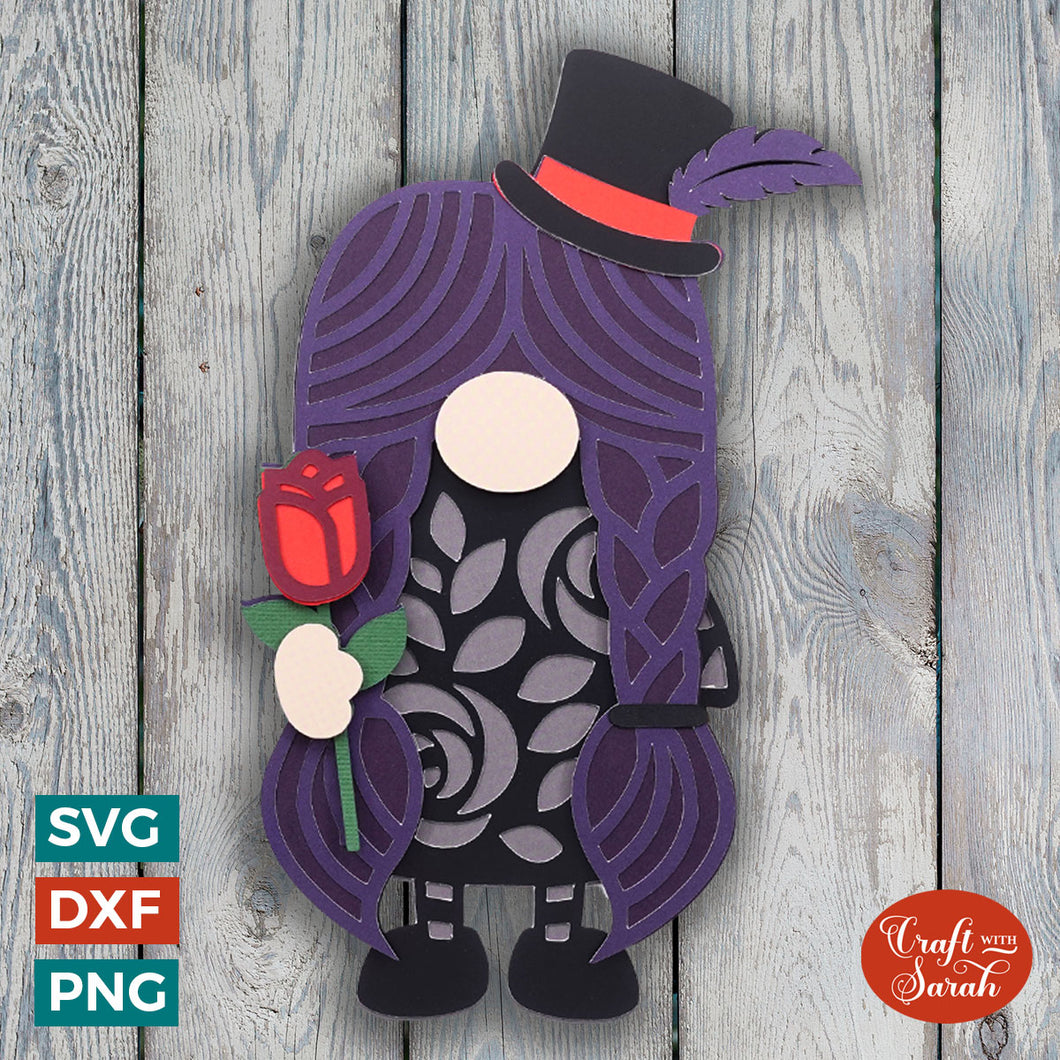 Gothic Gnome SVG | Layered Female Gothic Gnome SVG