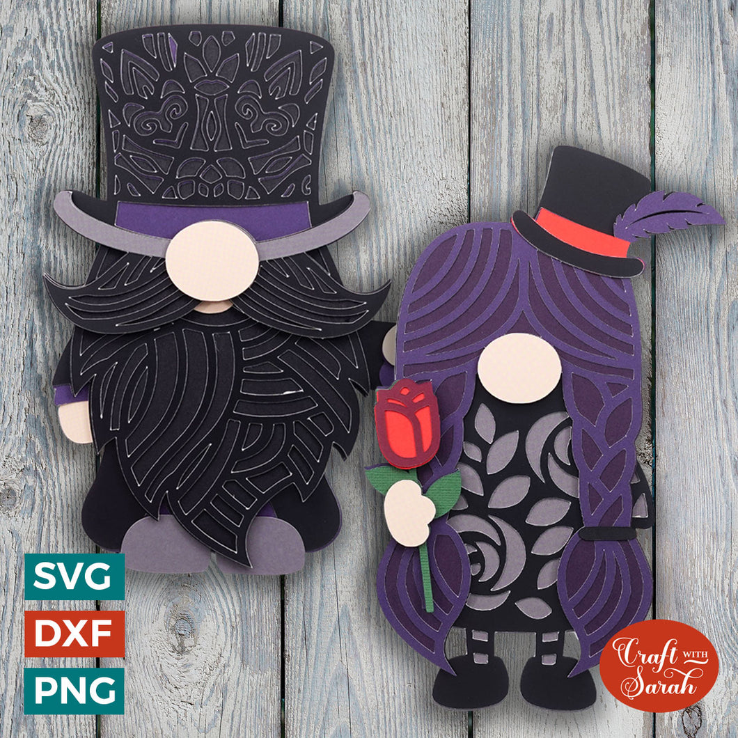 Gothic Gnomes Pair SVG | Layered Gothic Gnomes SVG