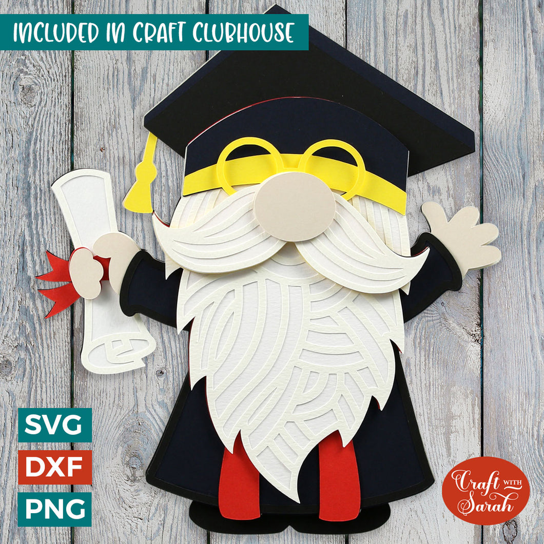 Graduation Gnome SVG | Layered Male Graduation Gnome Cutting File