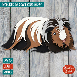 Guinea Pig SVG | Layered Long Fur Guinea Pig Cutting File