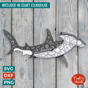 Hammerhead Shark SVG | 3D Layered Hammerhead Shark Animal SVG