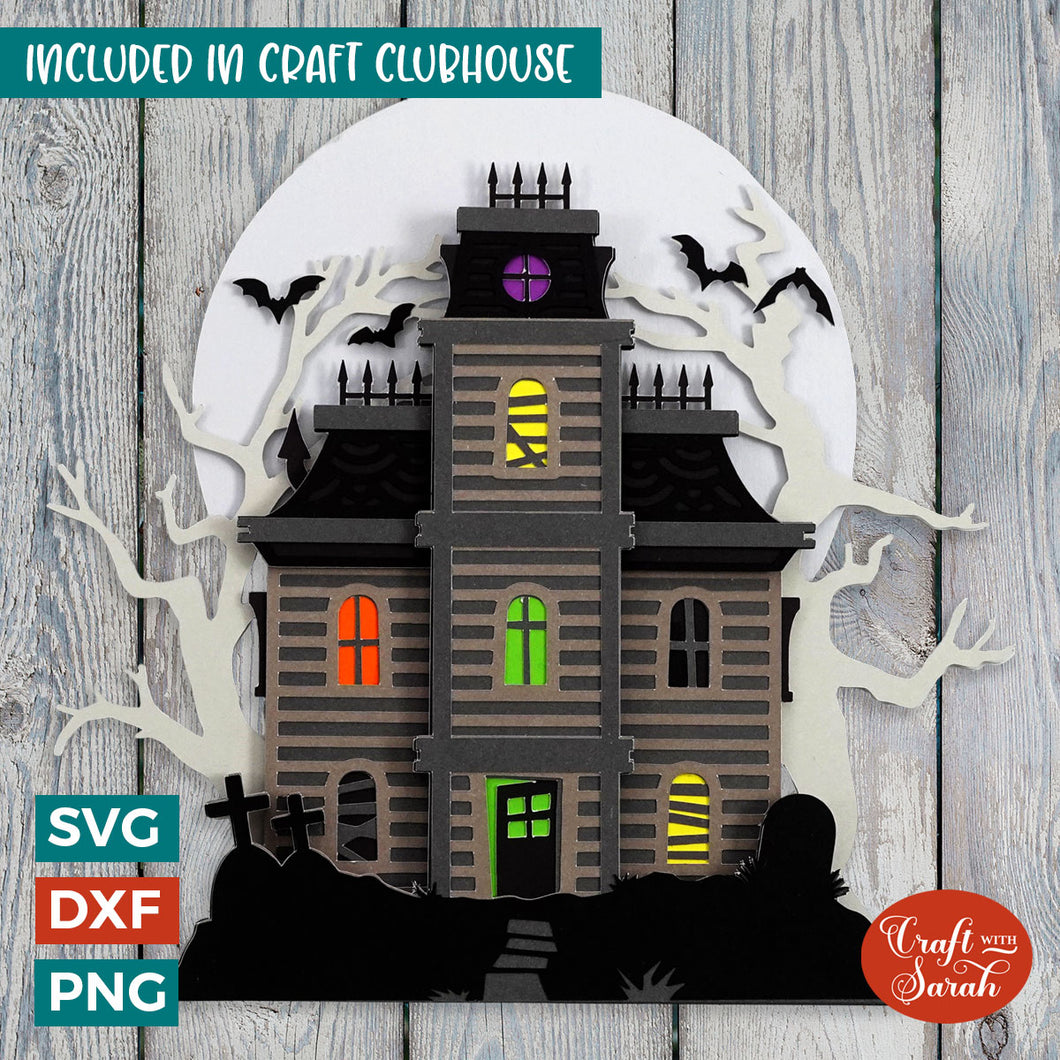 Haunted House SVG | Layered Halloween House SVG