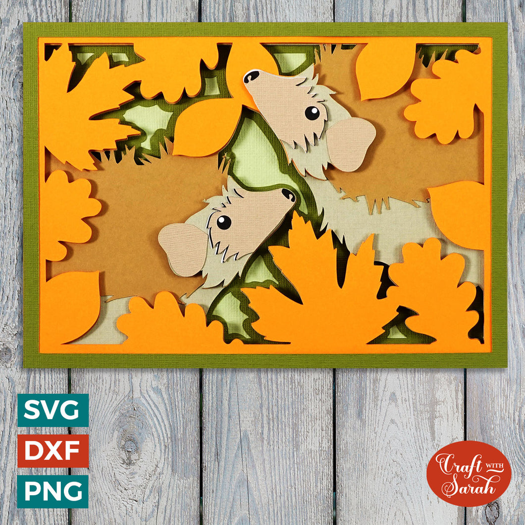 Hedgehogs Greetings Card Cut File | Layered Hedgehogs Card