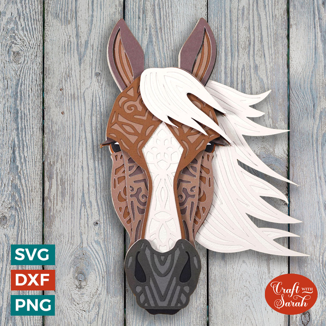 Horse Mandala Head SVG | Layered Horse Mandala Head Cutting File