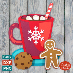 Hot Chocolate SVG | Cocoa with Cookies Layered SVG