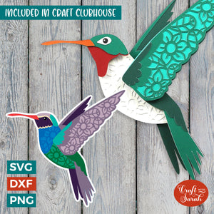 Hummingbird SVG | Layered 3D Hummingbird Cutting File