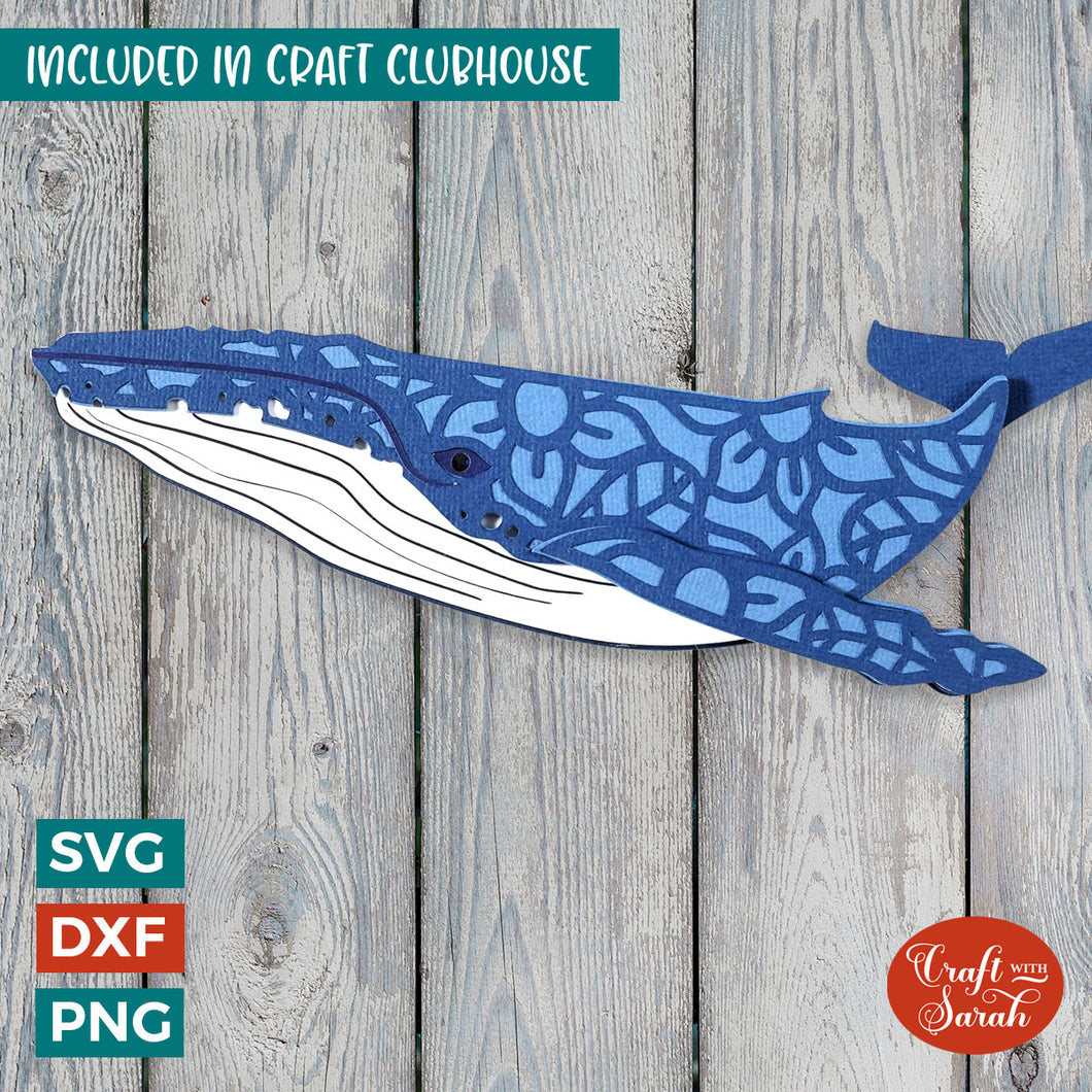 Whale SVG | 3D Layered Humpback Whale Sea Animal