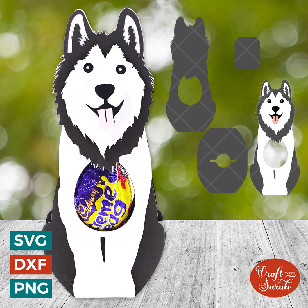 Malamute Egg Holder SVG | Easter Malamute Chocolate Egg Holder