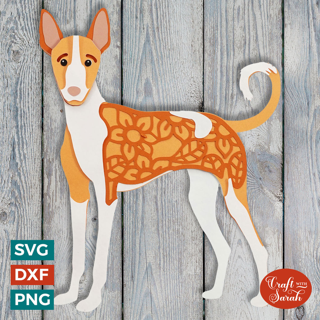 Ibizan Hound SVG | Layered Spanish Podenco Cutting File
