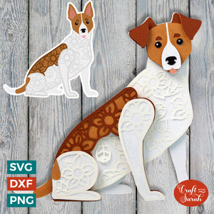 Jack Russell SVG (Sitting) | Layered Jack Russell Dog Cutting File