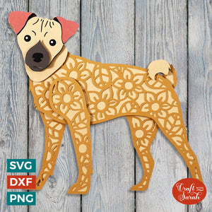 Jug Dog SVG | Layered Jack Russell x Pug Cutting File