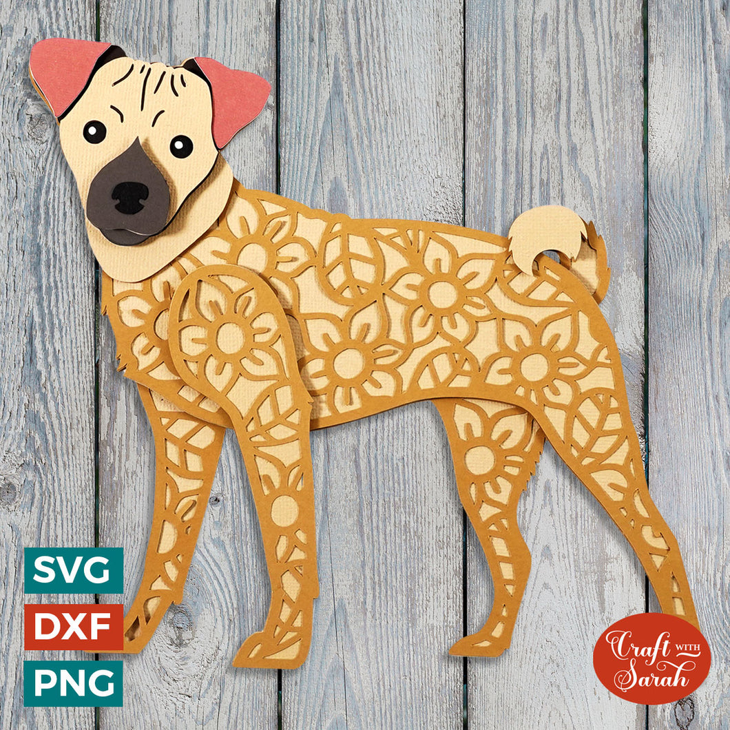 Jug Dog SVG | Layered Jack Russell x Pug Cutting File