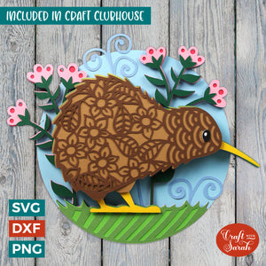 Kiwi SVG File | Layered Kiwi Bird Cutting File