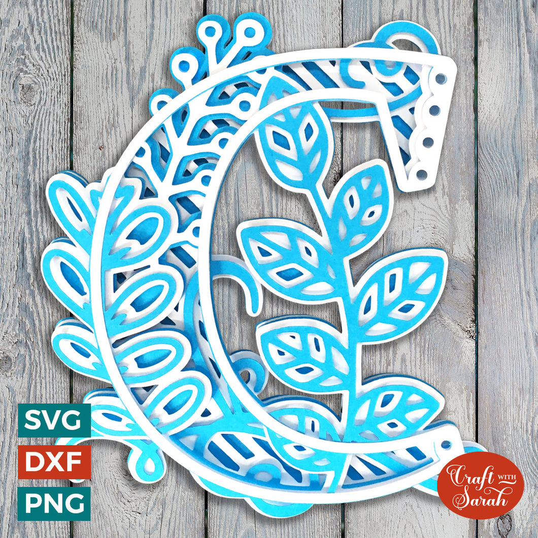 Letter C Layered SVG | 3D 'C' Letter Cutting File