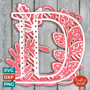 Letter D Layered SVG | 3D 'D' Letter Cutting File