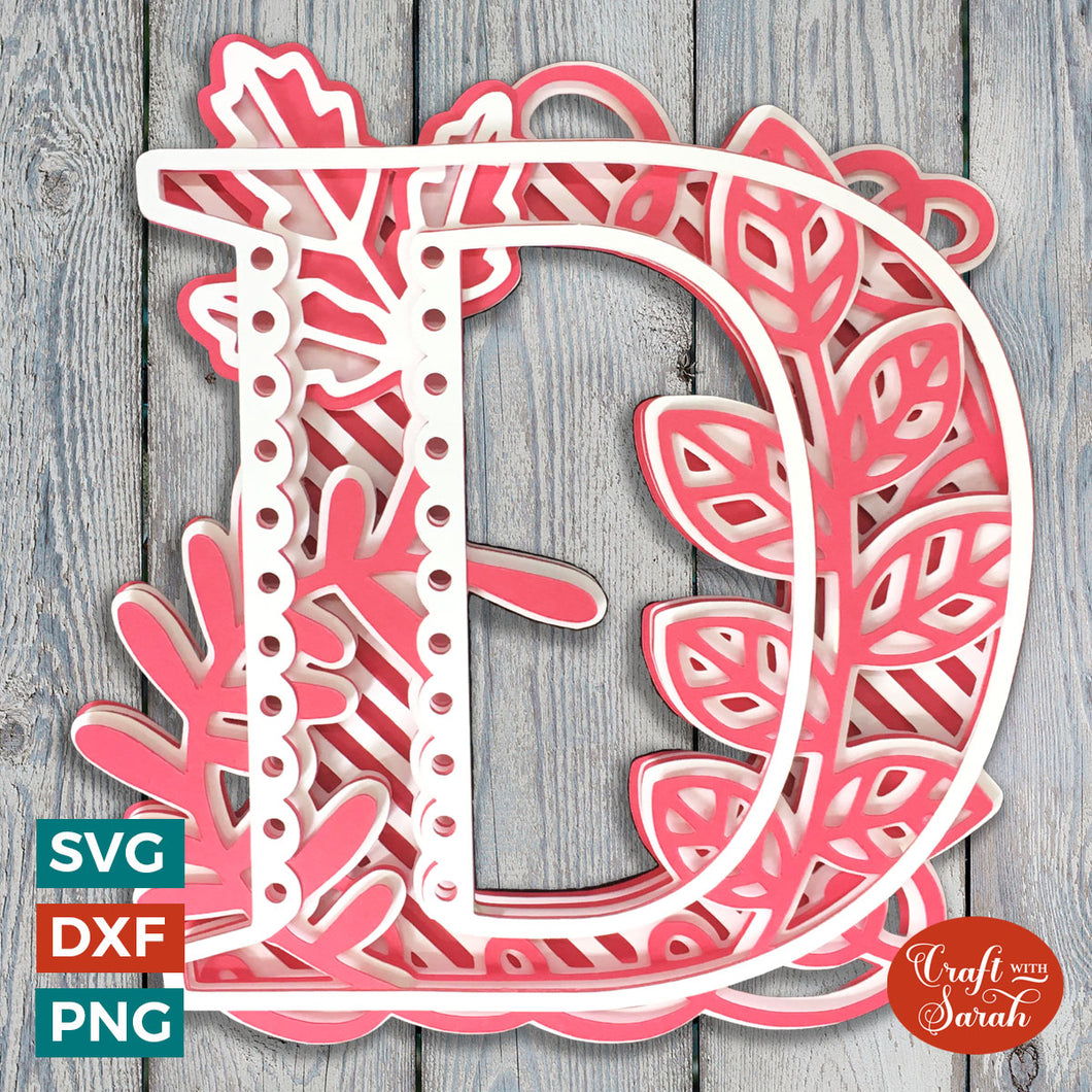 Letter D Layered SVG | 3D 'D' Letter Cutting File
