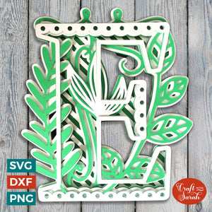 Letter E Layered SVG | 3D 'E' Letter Cutting File