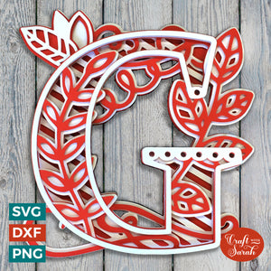 Letter G Layered SVG | 3D 'G' Letter Cutting File