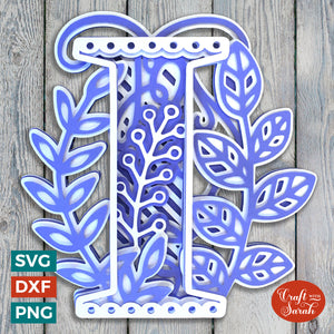 Letter I Layered SVG | 3D 'I' Letter Cutting File