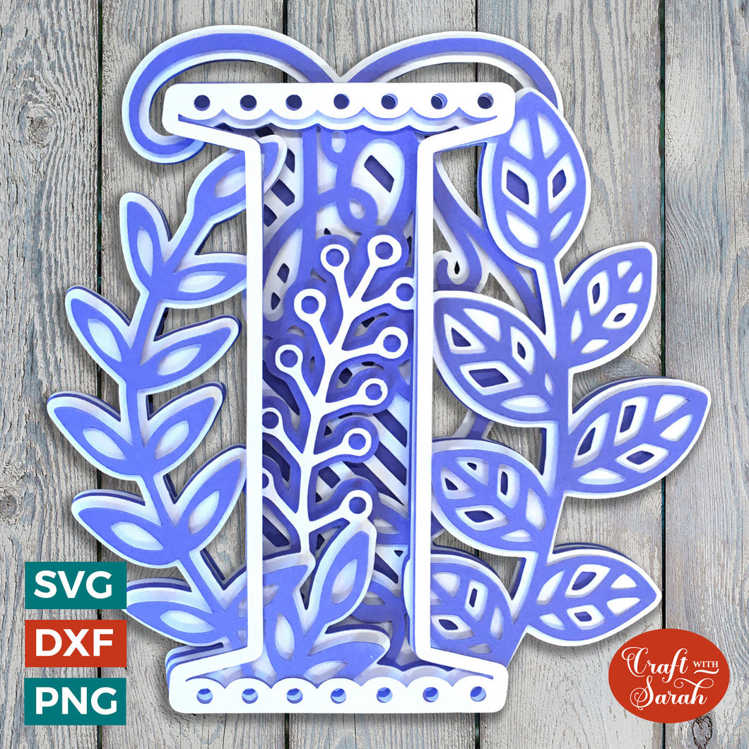 Letter I Layered SVG | 3D 'I' Letter Cutting File