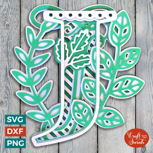 Letter J Layered SVG | 3D 'J' Letter Cutting File