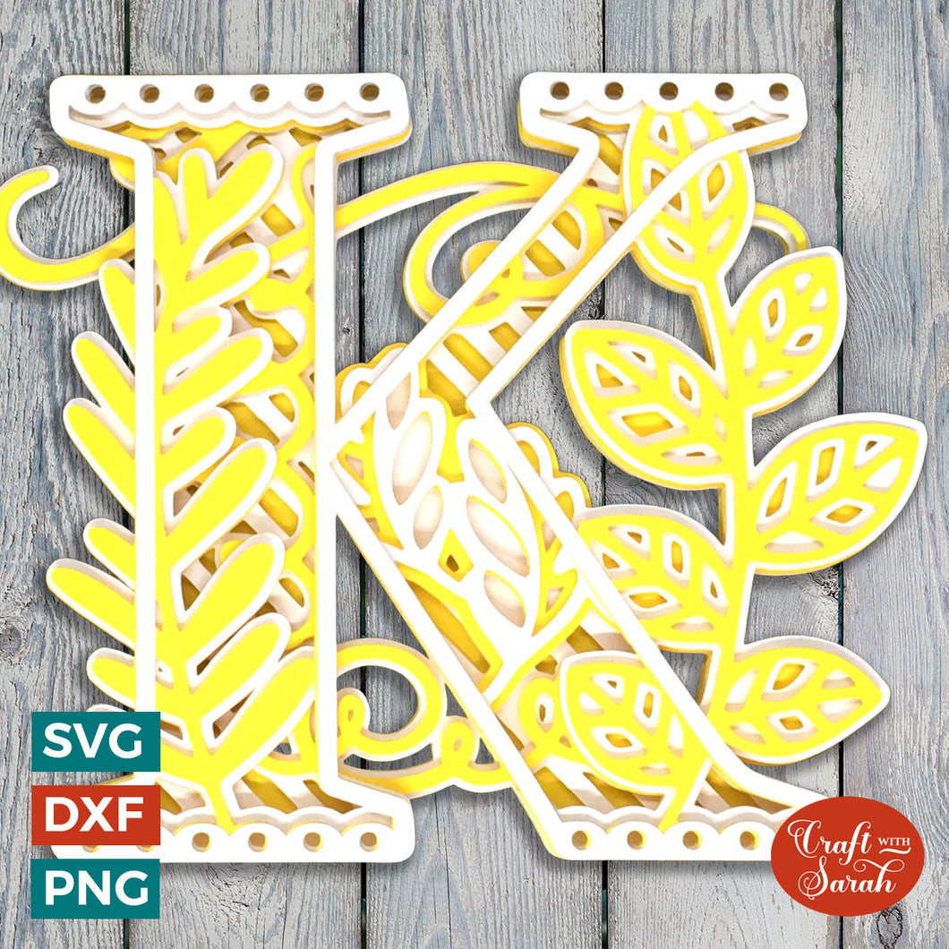 Letter K Layered SVG | 3D 'K' Letter Cutting File