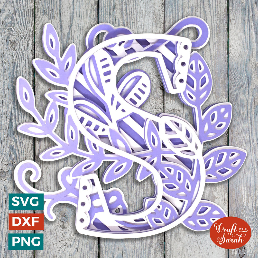 Letter S Layered SVG | 3D 'S' Letter Cutting File